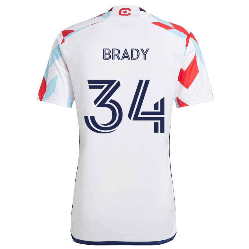 Hombre Fútbol Camiseta Chris Brady #34 Blanco Rojo Azul 2ª Equipación 2024/25 Perú