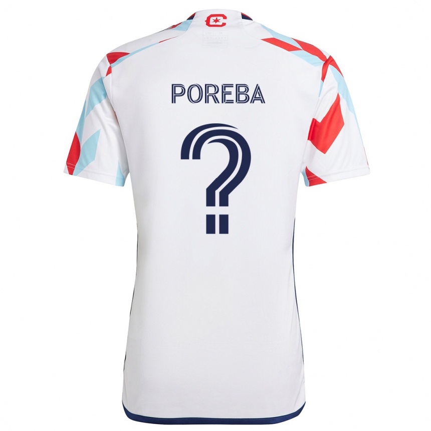 Hombre Fútbol Camiseta David Poreba #0 Blanco Rojo Azul 2ª Equipación 2024/25 Perú