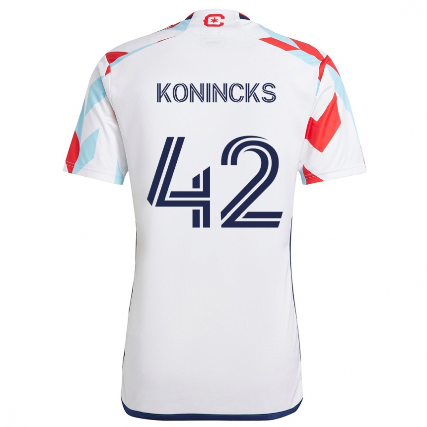 Hombre Fútbol Camiseta Diego Konincks #42 Blanco Rojo Azul 2ª Equipación 2024/25 Perú