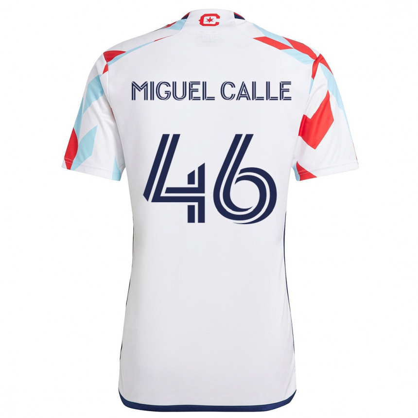 Hombre Fútbol Camiseta Juan Miguel Calle #46 Blanco Rojo Azul 2ª Equipación 2024/25 Perú