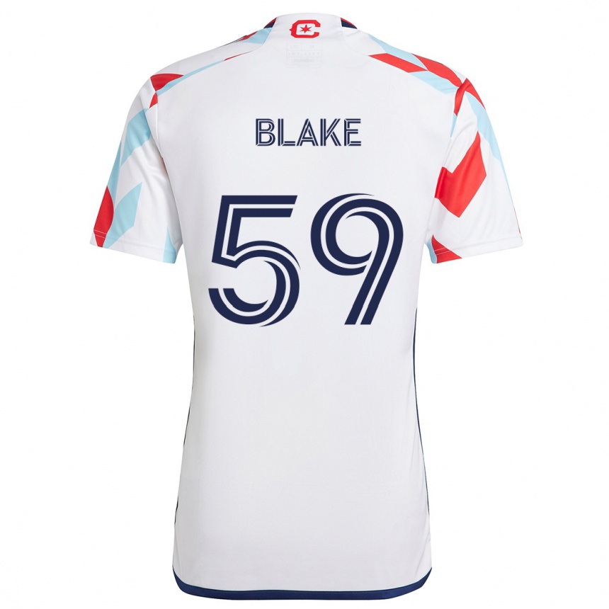 Hombre Fútbol Camiseta Romain Blake #59 Blanco Rojo Azul 2ª Equipación 2024/25 Perú