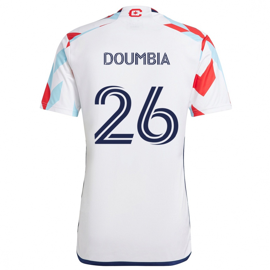 Hombre Fútbol Camiseta Ousmane Doumbia #26 Blanco Rojo Azul 2ª Equipación 2024/25 Perú