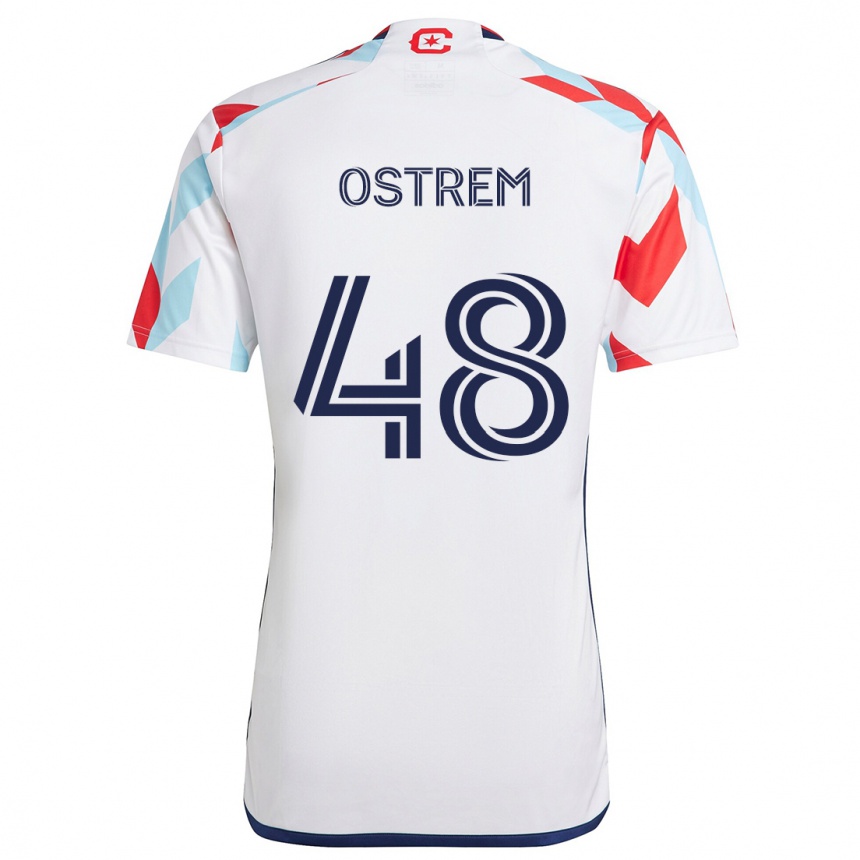 Hombre Fútbol Camiseta Charlie Ostrem #48 Blanco Rojo Azul 2ª Equipación 2024/25 Perú