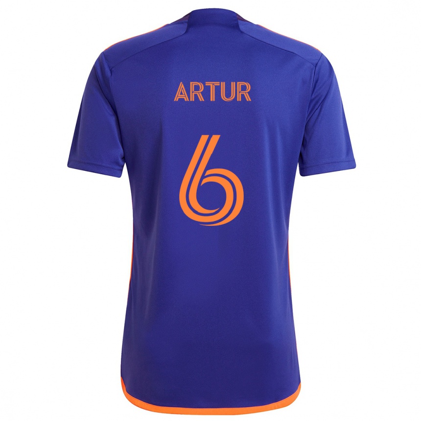 Hombre Fútbol Camiseta Artur #6 Púrpura Naranja 2ª Equipación 2024/25 Perú