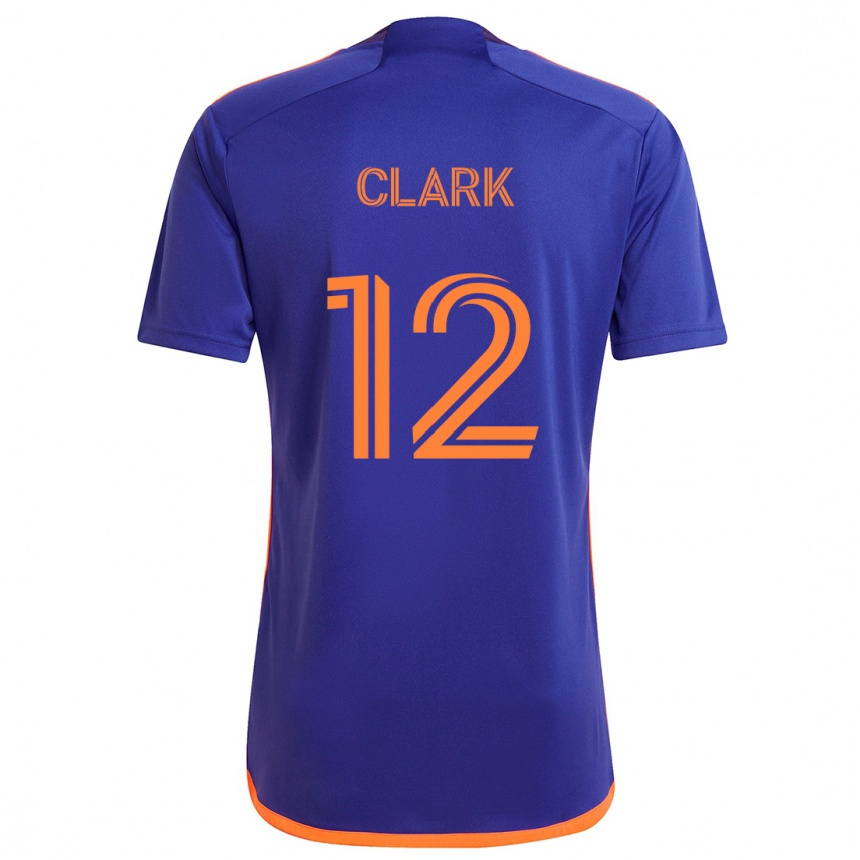 Hombre Fútbol Camiseta Steve Clark #12 Púrpura Naranja 2ª Equipación 2024/25 Perú