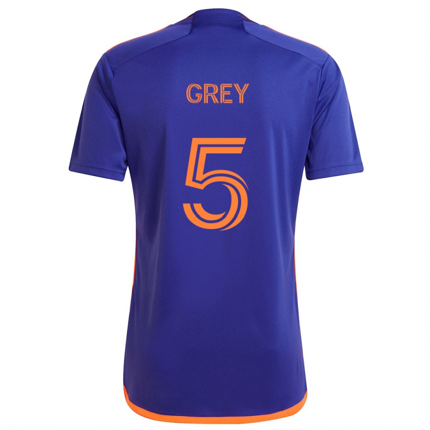 Hombre Fútbol Camiseta Omar Grey #5 Púrpura Naranja 2ª Equipación 2024/25 Perú