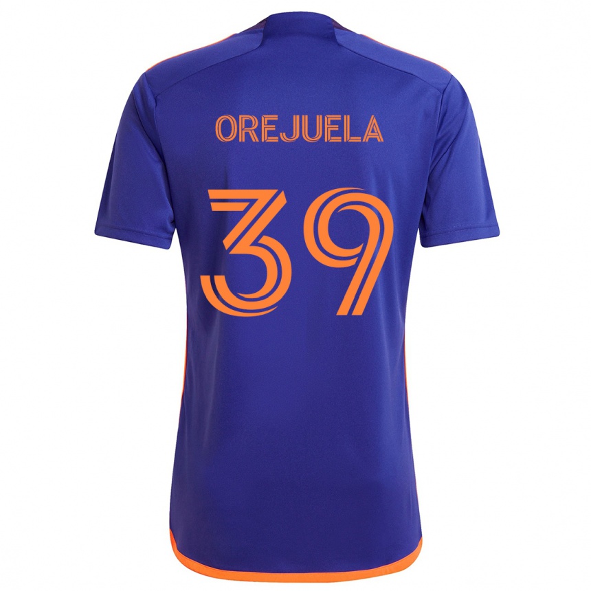 Hombre Fútbol Camiseta Jesus Orejuela #39 Púrpura Naranja 2ª Equipación 2024/25 Perú