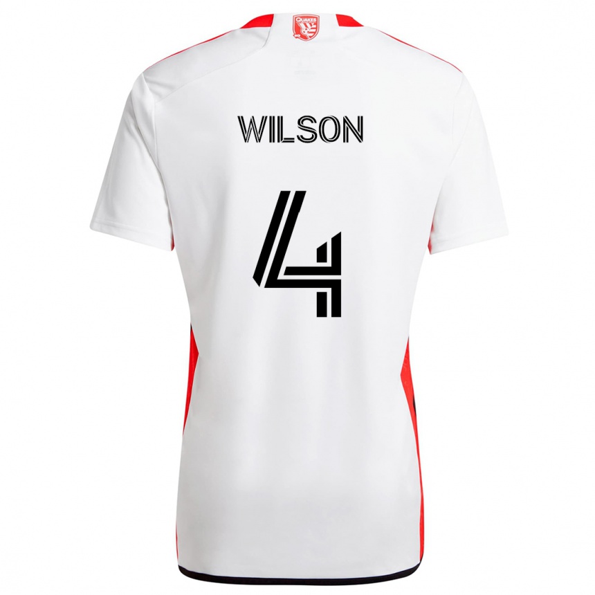 Hombre Fútbol Camiseta Bruno Wilson #4 Blanco Rojo 2ª Equipación 2024/25 Perú