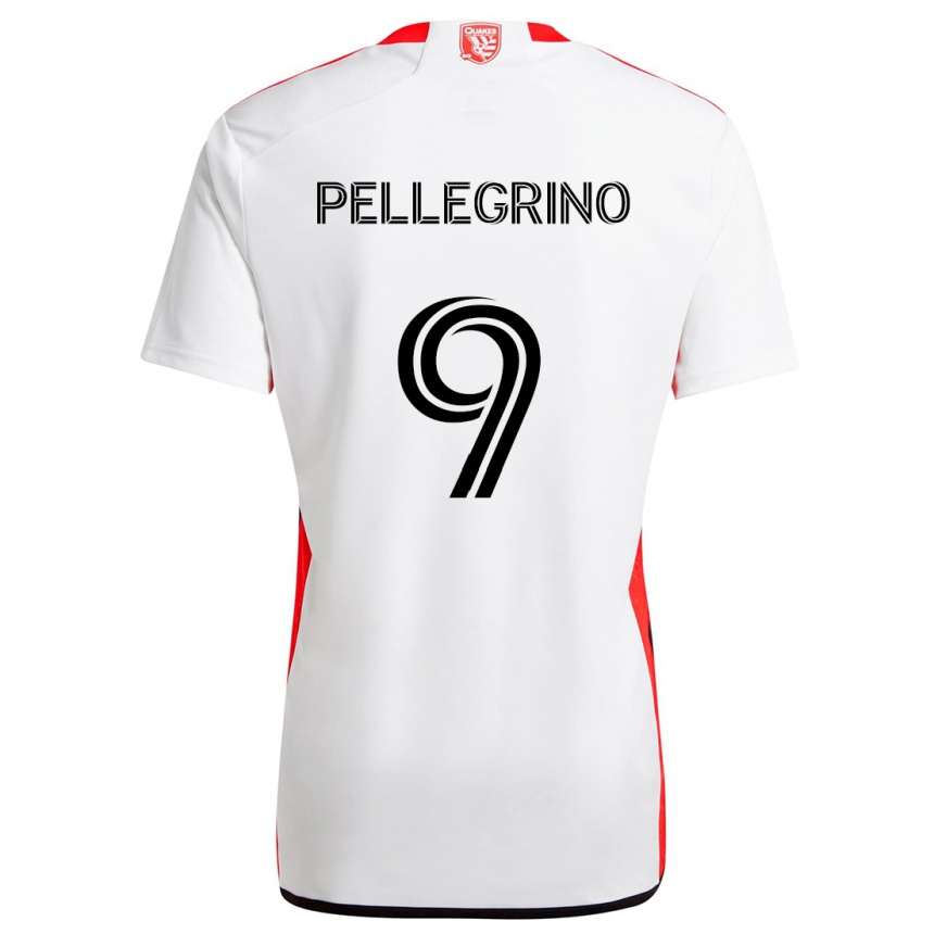 Hombre Fútbol Camiseta Amahl Pellegrino #9 Blanco Rojo 2ª Equipación 2024/25 Perú