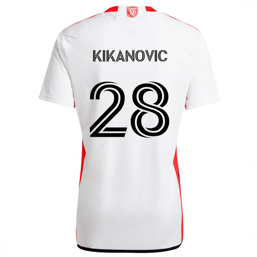 Hombre Fútbol Camiseta Benjamin Kikanovic #28 Blanco Rojo 2ª Equipación 2024/25 Perú