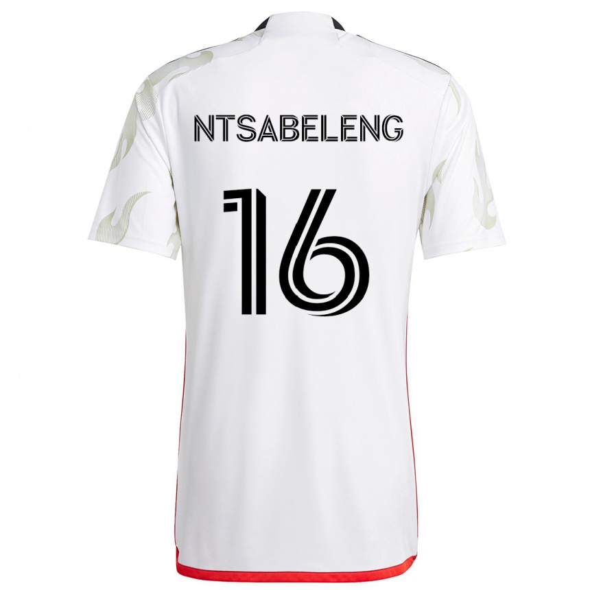 Hombre Fútbol Camiseta Tsiki Ntsabeleng #16 Blanco Rojo Negro 2ª Equipación 2024/25 Perú