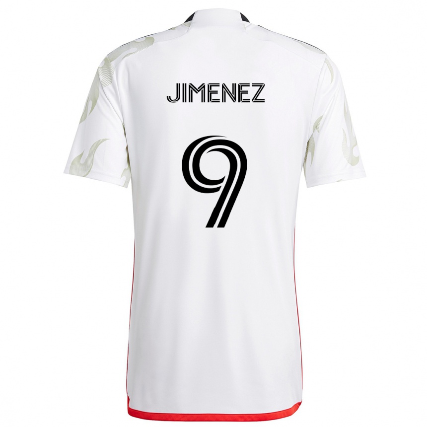 Hombre Fútbol Camiseta Jesús Jiménez #9 Blanco Rojo Negro 2ª Equipación 2024/25 Perú