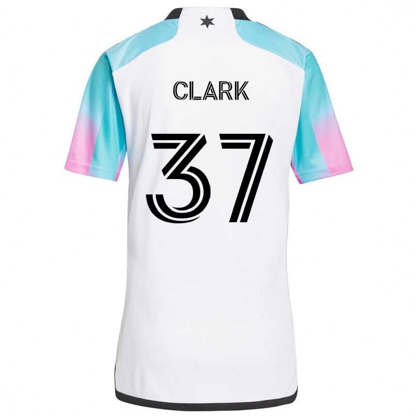 Hombre Fútbol Camiseta Caden Clark #37 Blanco Azul Negro 2ª Equipación 2024/25 Perú