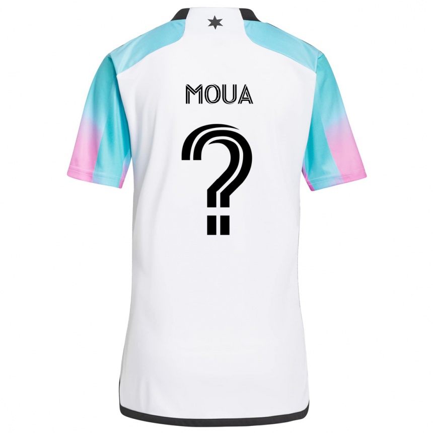 Hombre Fútbol Camiseta Nathan Moua #0 Blanco Azul Negro 2ª Equipación 2024/25 Perú