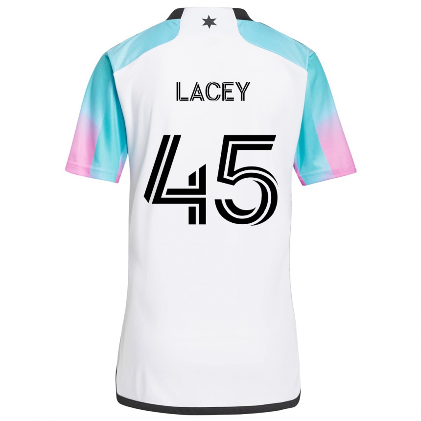 Hombre Fútbol Camiseta Kameron Lacey #45 Blanco Azul Negro 2ª Equipación 2024/25 Perú