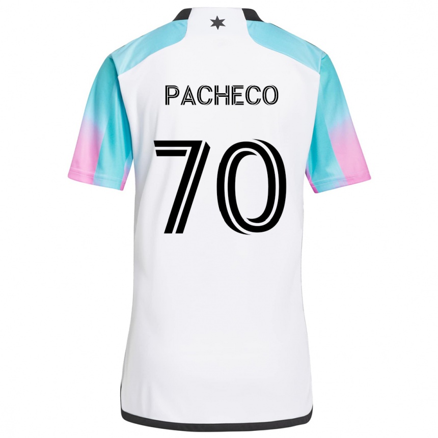 Hombre Fútbol Camiseta Diogo Pacheco #70 Blanco Azul Negro 2ª Equipación 2024/25 Perú