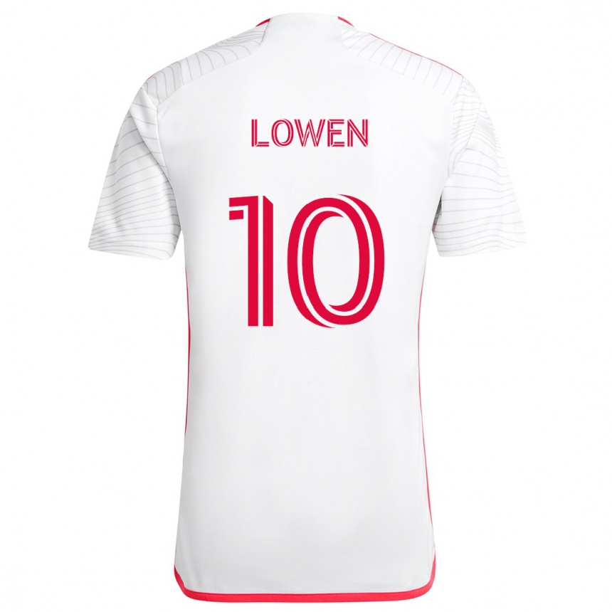 Hombre Fútbol Camiseta Eduard Löwen #10 Blanco Rojo 2ª Equipación 2024/25 Perú