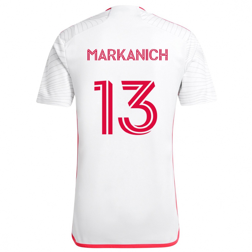 Hombre Fútbol Camiseta Anthony Markanich #13 Blanco Rojo 2ª Equipación 2024/25 Perú