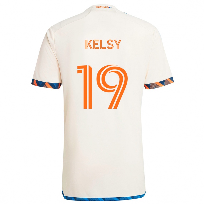 Hombre Fútbol Camiseta Kevin Kelsy #19 Blanco Naranja 2ª Equipación 2024/25 Perú