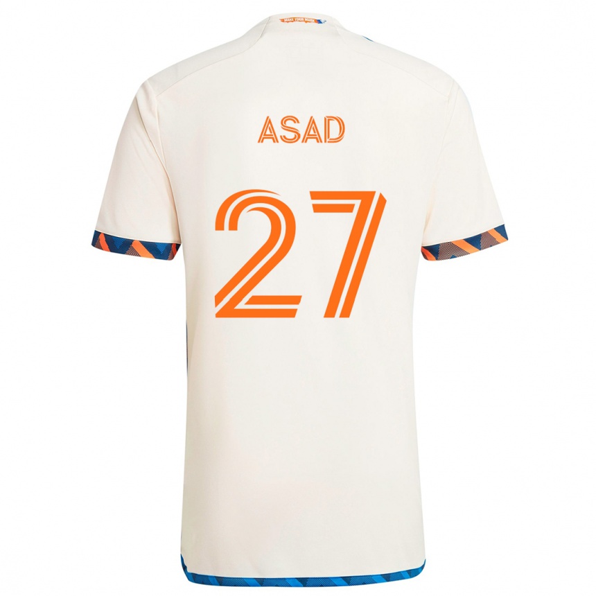 Hombre Fútbol Camiseta Yamil Asad #27 Blanco Naranja 2ª Equipación 2024/25 Perú