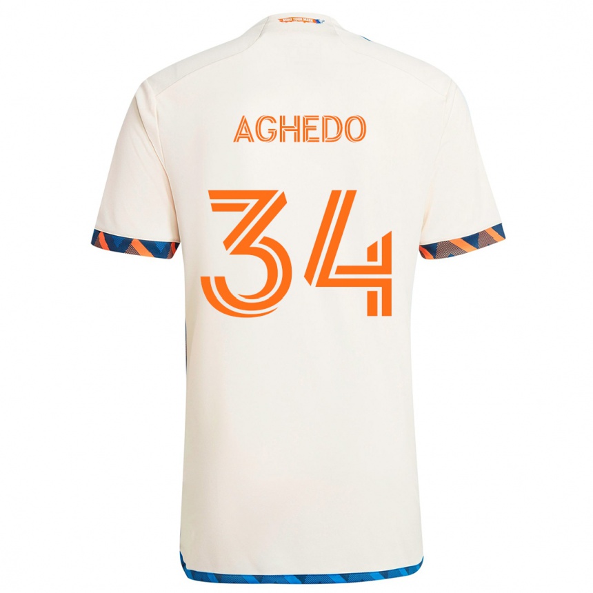 Hombre Fútbol Camiseta London Aghedo #34 Blanco Naranja 2ª Equipación 2024/25 Perú