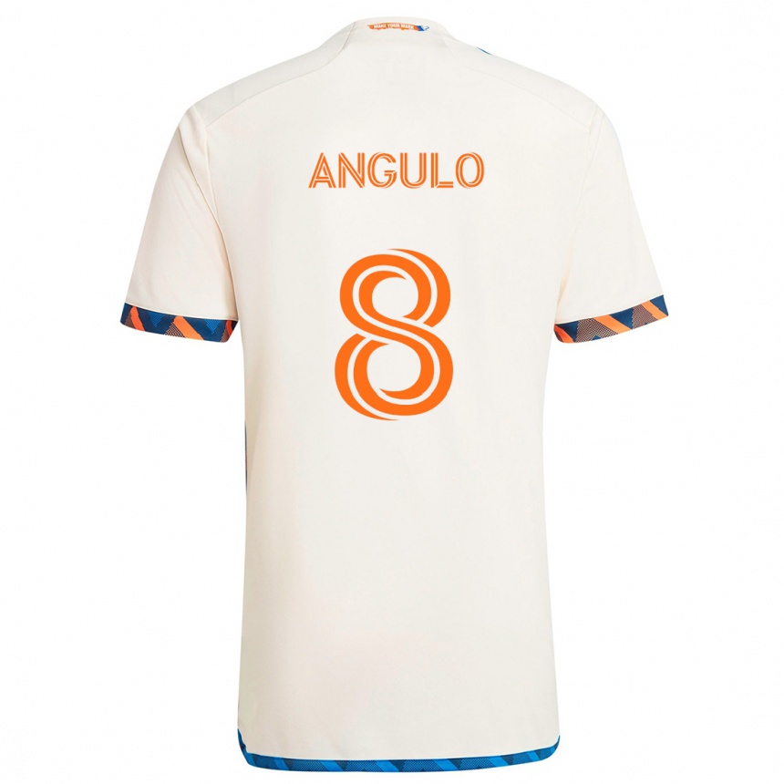 Hombre Fútbol Camiseta Marco Angulo #8 Blanco Naranja 2ª Equipación 2024/25 Perú