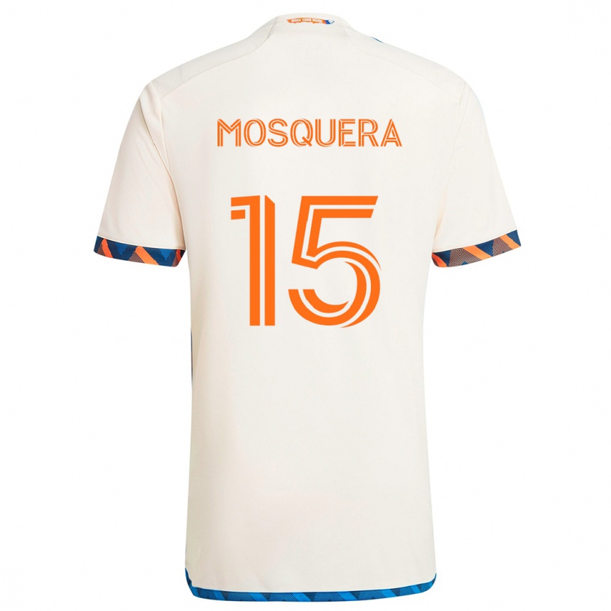 Hombre Fútbol Camiseta Yerson Mosquera #15 Blanco Naranja 2ª Equipación 2024/25 Perú