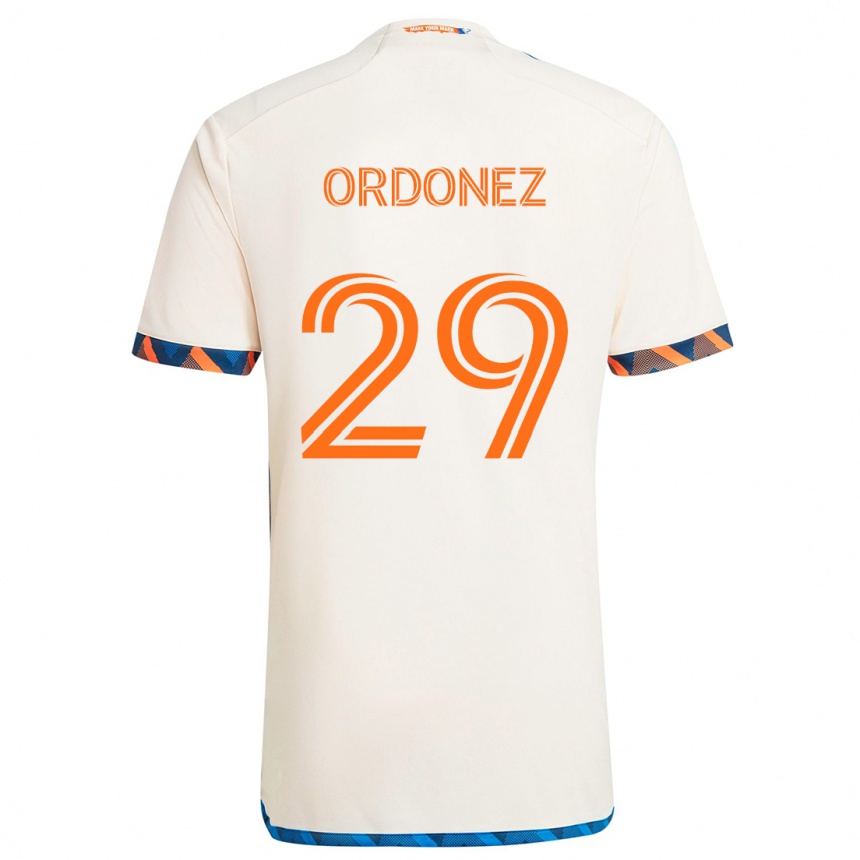 Hombre Fútbol Camiseta Arquímides Ordóñez #29 Blanco Naranja 2ª Equipación 2024/25 Perú