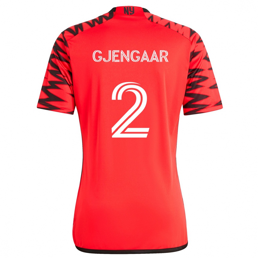 Hombre Fútbol Camiseta Dennis Gjengaar #2 Rojo Negro Blanco 2ª Equipación 2024/25 Perú