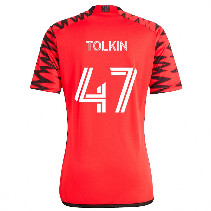 Hombre Fútbol Camiseta John Tolkin #47 Rojo Negro Blanco 2ª Equipación 2024/25 Perú