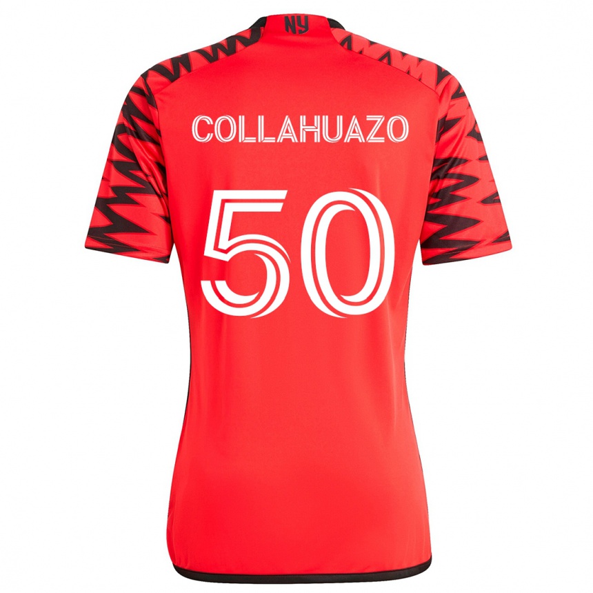 Hombre Fútbol Camiseta Jair Collahuazo #50 Rojo Negro Blanco 2ª Equipación 2024/25 Perú