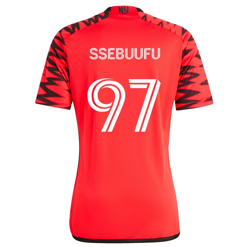 Hombre Fútbol Camiseta Frank Ssebuufu #97 Rojo Negro Blanco 2ª Equipación 2024/25 Perú