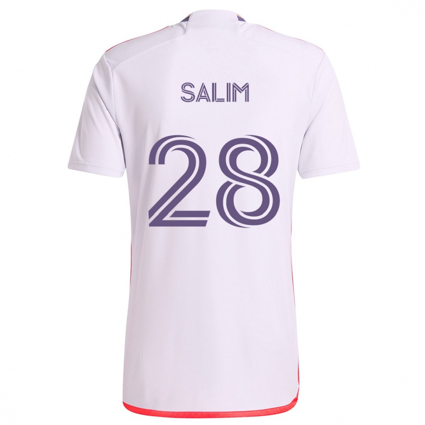 Hombre Fútbol Camiseta Abdi Salim #28 Blanco Rojo Púrpura 2ª Equipación 2024/25 Perú