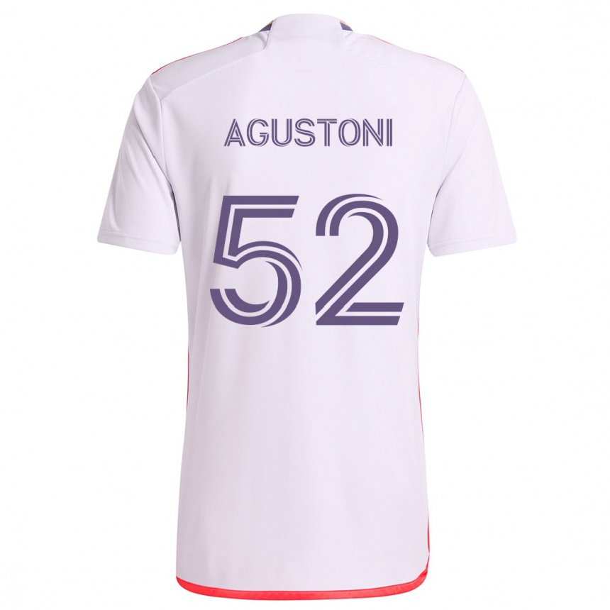 Hombre Fútbol Camiseta Gonzalo Agustoni #52 Blanco Rojo Púrpura 2ª Equipación 2024/25 Perú