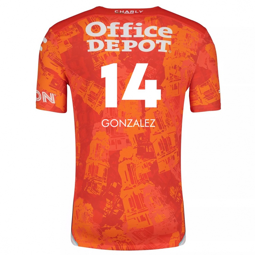 Hombre Fútbol Camiseta Arturo González #14 Naranja Blanco 2ª Equipación 2024/25 Perú