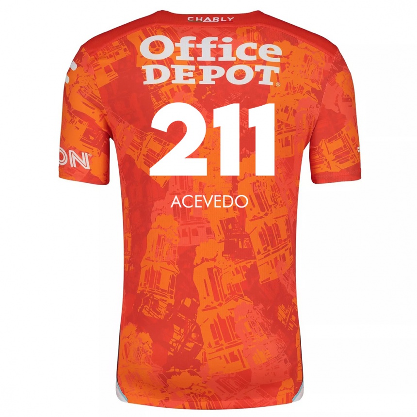 Hombre Fútbol Camiseta Gerardo Acevedo #211 Naranja Blanco 2ª Equipación 2024/25 Perú