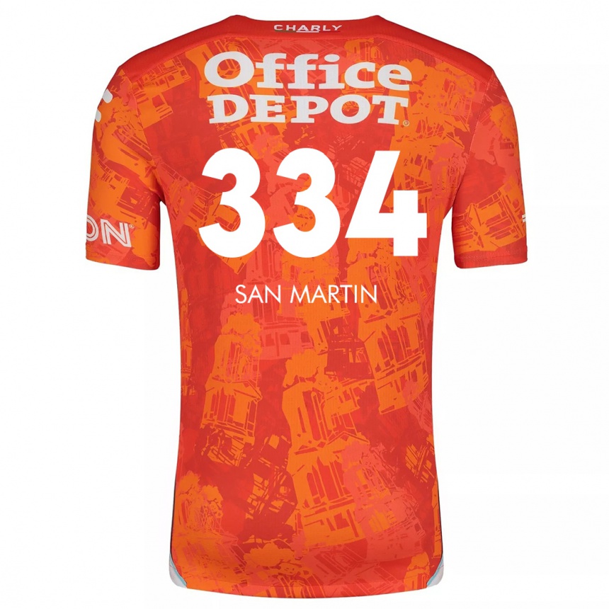 Hombre Fútbol Camiseta Uziel San Martín #334 Naranja Blanco 2ª Equipación 2024/25 Perú