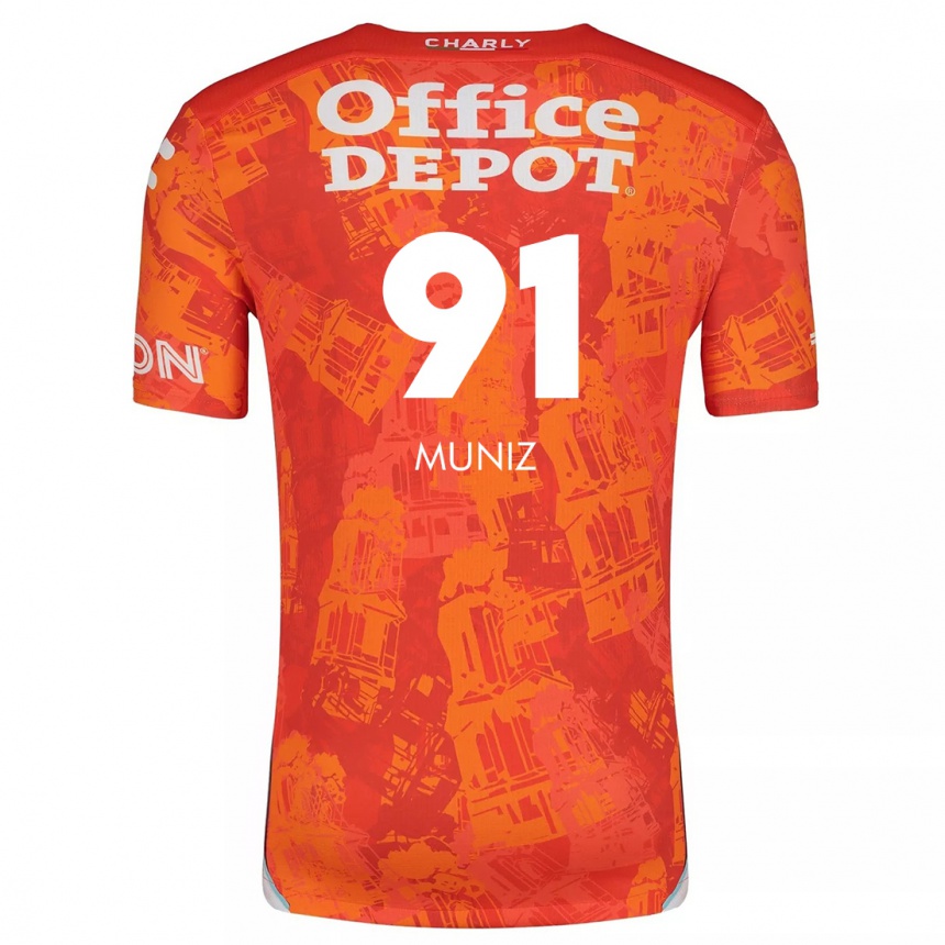 Hombre Fútbol Camiseta Brandon Muñiz #91 Naranja Blanco 2ª Equipación 2024/25 Perú