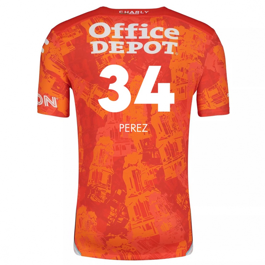 Hombre Fútbol Camiseta Julio Pérez #34 Naranja Blanco 2ª Equipación 2024/25 Perú