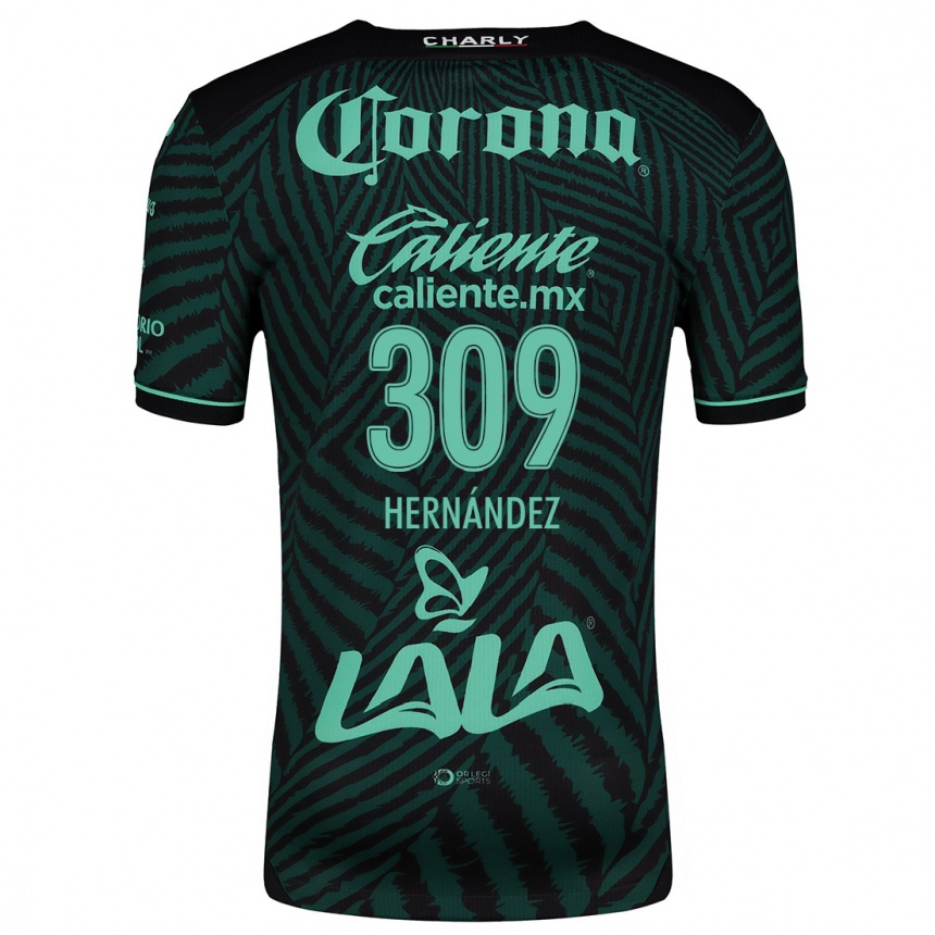 Hombre Fútbol Camiseta Julio Hernández #309 Verde Negro 2ª Equipación 2024/25 Perú