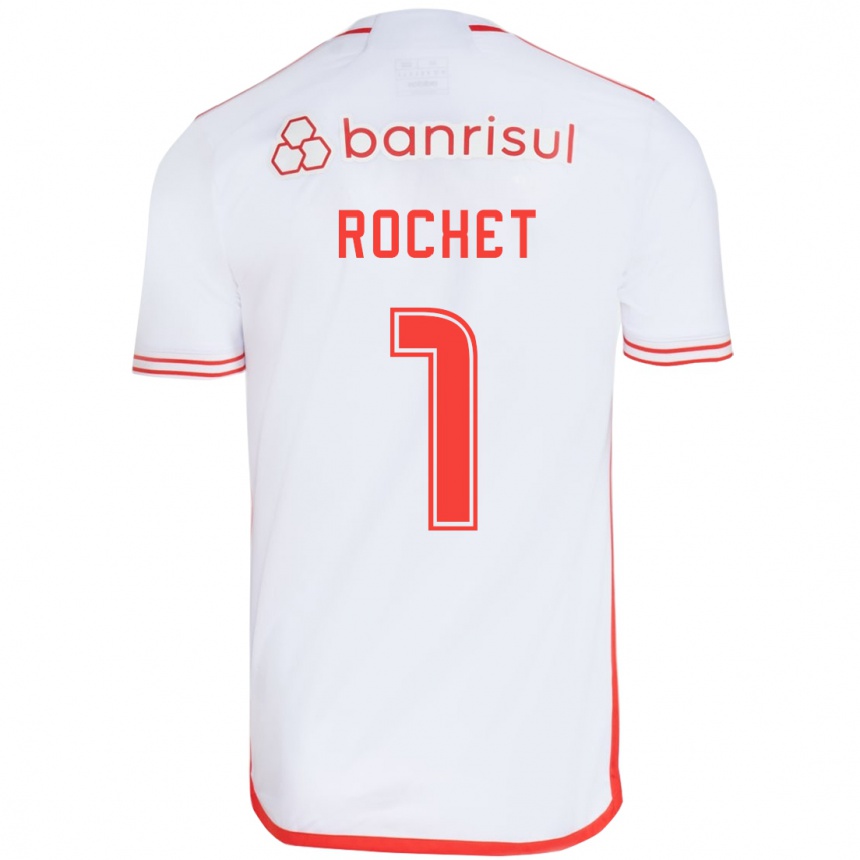 Hombre Fútbol Camiseta Sergio Rochet #1 Blanco Rojo 2ª Equipación 2024/25 Perú