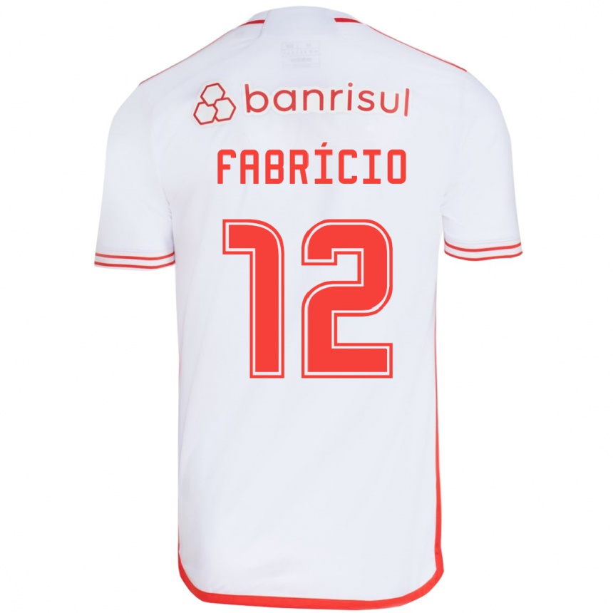 Hombre Fútbol Camiseta Fabrício #12 Blanco Rojo 2ª Equipación 2024/25 Perú