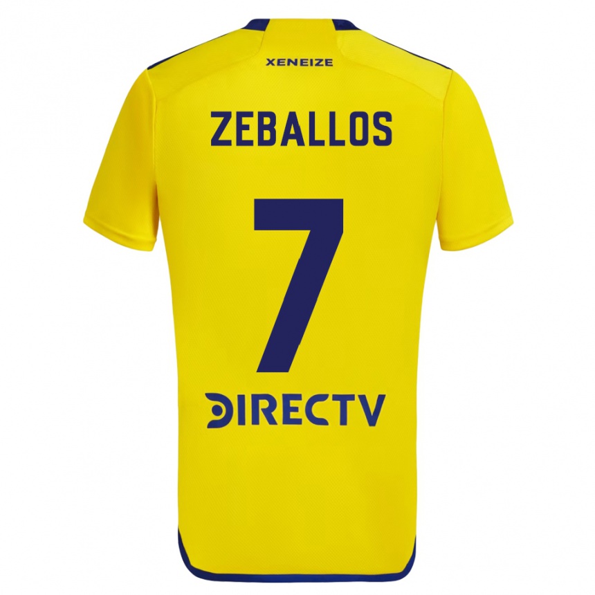 Hombre Fútbol Camiseta Exequiel Zeballos #7 Amarillo Azul 2ª Equipación 2024/25 Perú