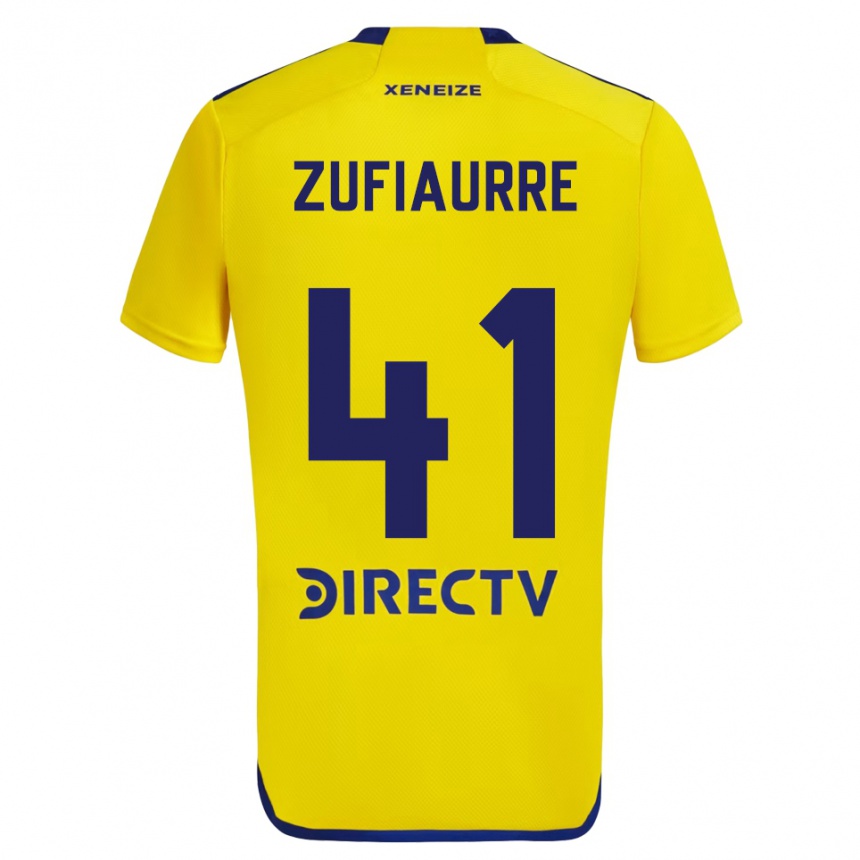 Hombre Fútbol Camiseta Iker Zufiaurre #41 Amarillo Azul 2ª Equipación 2024/25 Perú