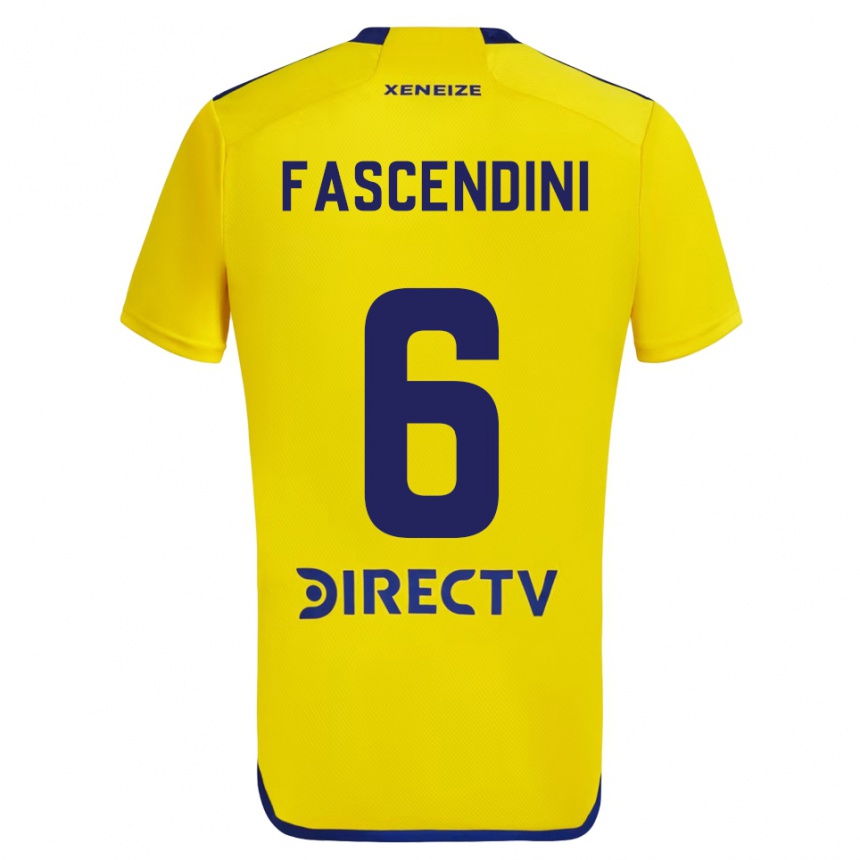 Hombre Fútbol Camiseta Valentín Fascendini #6 Amarillo Azul 2ª Equipación 2024/25 Perú