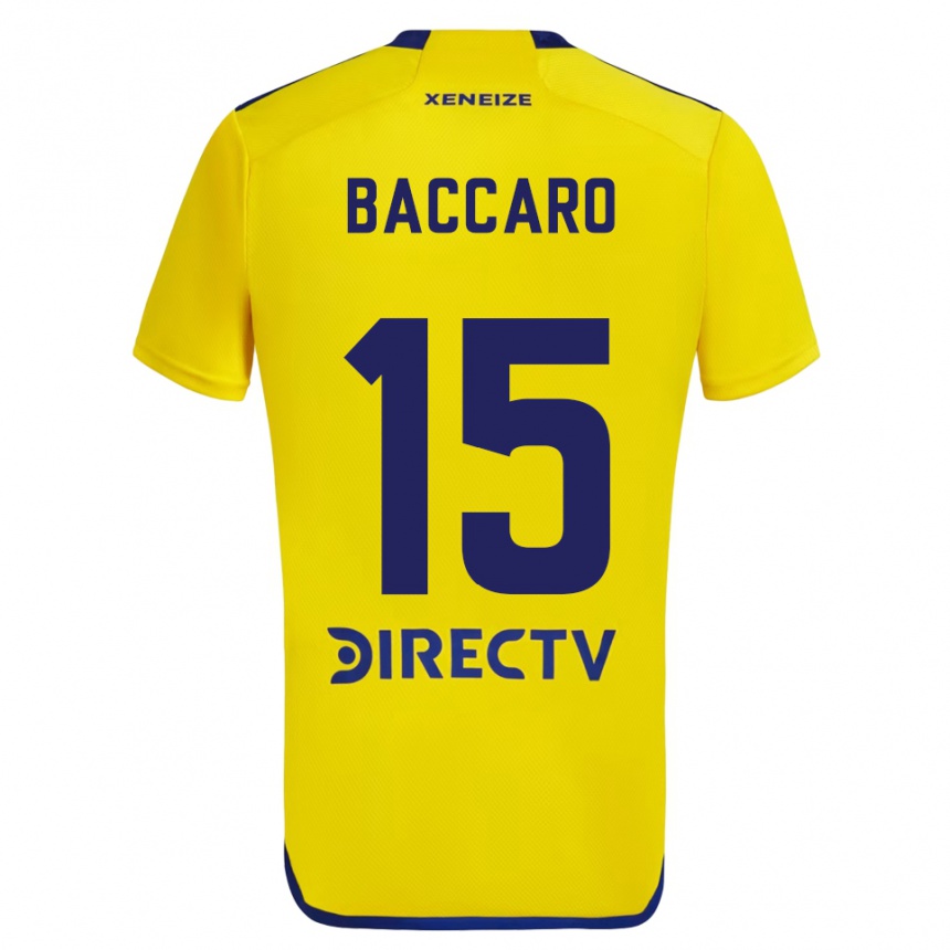 Hombre Fútbol Camiseta Camila Baccaro #15 Amarillo Azul 2ª Equipación 2024/25 Perú