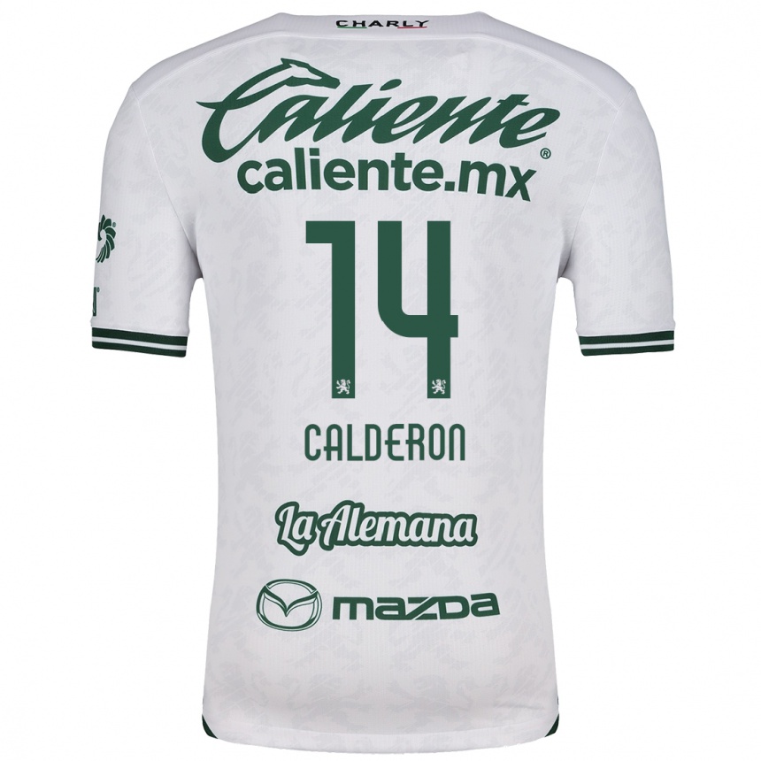 Hombre Fútbol Camiseta Daniela Calderón #14 Blanco Verde 2ª Equipación 2024/25 Perú