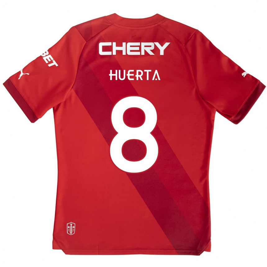 Hombre Fútbol Camiseta Valber Huerta #8 Rojo Blanco 2ª Equipación 2024/25 Perú