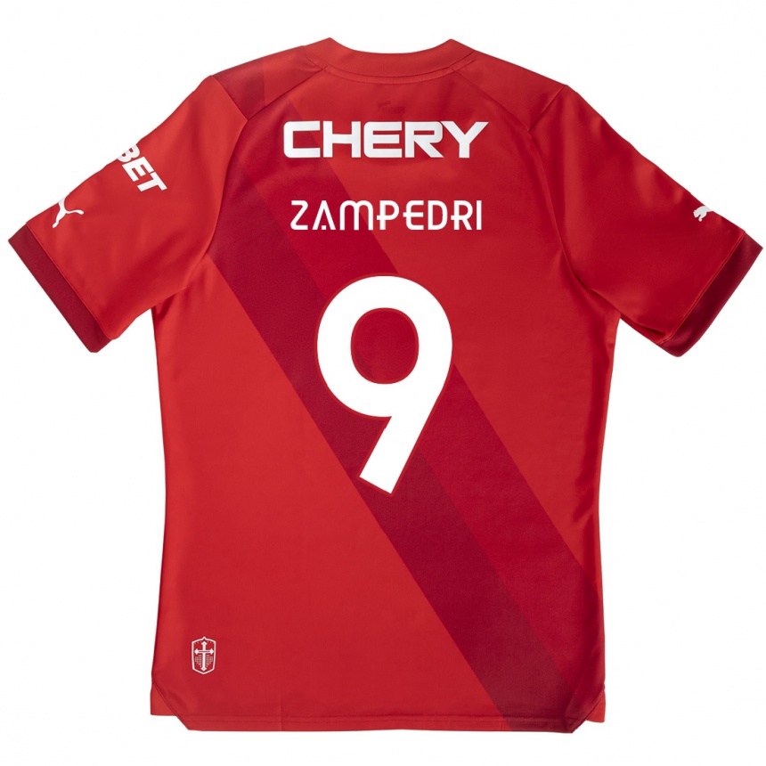 Hombre Fútbol Camiseta Fernando Zampedri #9 Rojo Blanco 2ª Equipación 2024/25 Perú