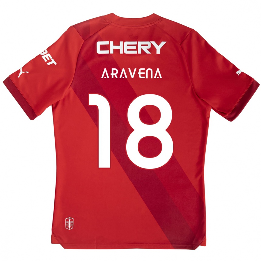 Hombre Fútbol Camiseta Alexander Aravena #18 Rojo Blanco 2ª Equipación 2024/25 Perú